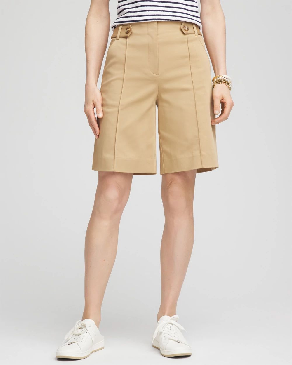Sateen Tab-Front A-line Shorts | Chico's